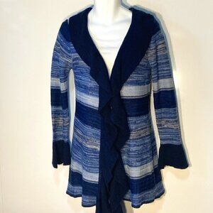 Carolyn Taylor SZ M Blue stripe long cardigan Southwestern Boho Ranch Timeless